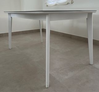 Mesa Comedor Cristal Blanca 150x90 con cristal