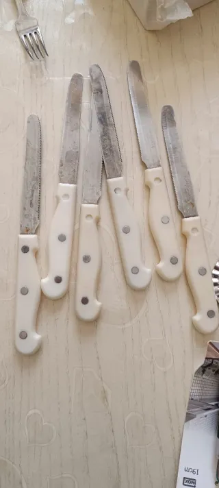 Set 6 Coltelli da Tavola Manico Bianco