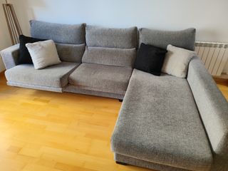 Sofá modular tela gris y negro