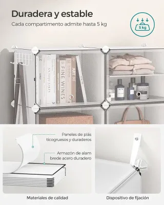 SONGMICS Mueble Zapatero Plástico, 8 Compartimento