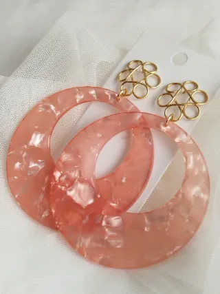 Pendientes flamenca dorados y rosas