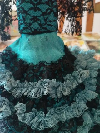 Muñeca Flamenca Vestido Azul y Negro