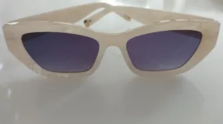 Gafas de sol nacaradas crema y oro dorado