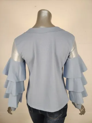 Camicetta donna azzurra manica lunga