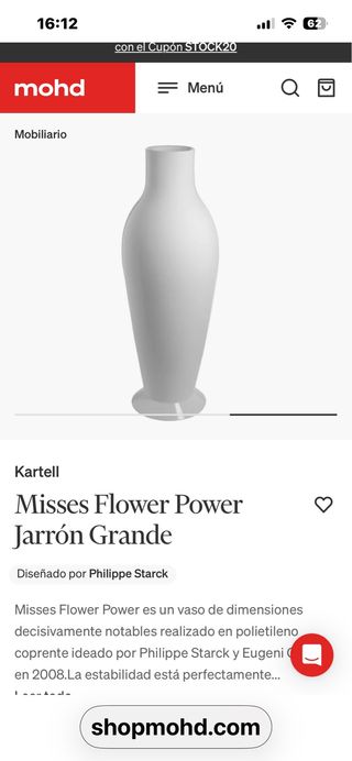 Jarrón Kartell Blanco Exterior