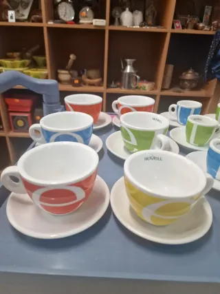 Juego Tazas y Platos Cerámica Multicolor