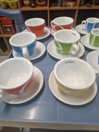 Juego Tazas y Platos Cerámica Multicolor