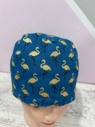 Gorro Quirúrgico Flamencos Azul y Dorado