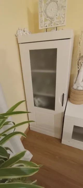 Mueble salón madera macizo blanco roto