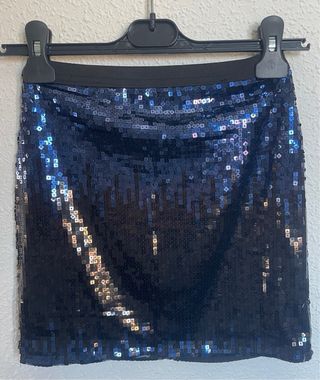 Falda Bershka lentejuelas negra multicolor