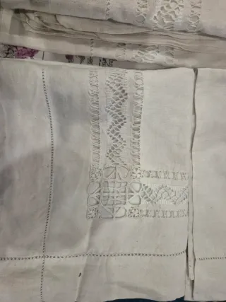 Lenzuolo matrimoniale lino ricamato a mano
