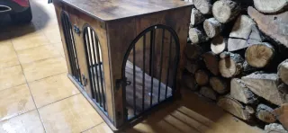 Jaula para perros de madera y metal, sin estrenar