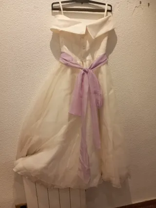 Vestido de comunión blanco y morado