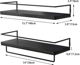 Juego 2 Estantes flotante negro 40 cm