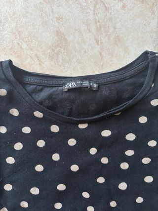 Maglietta Zara pois nero e beige