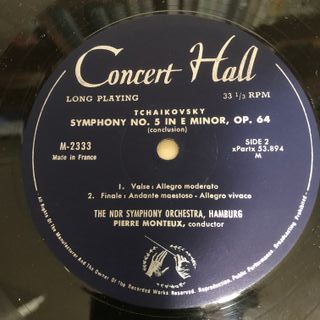 Tchaikovsky Sinfonia n.5 Pierre Monteux LP 12"