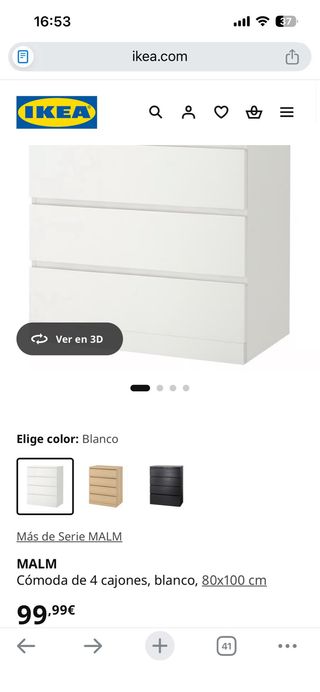Cómoda Malm Ikea 4 cajones