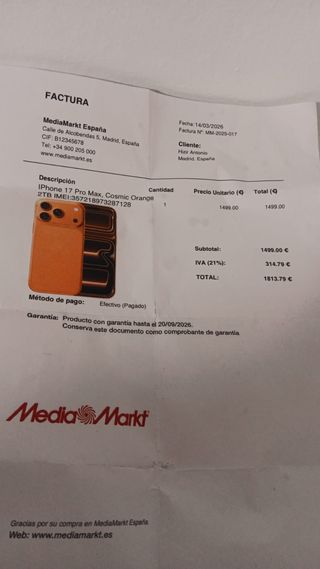 iPhone 17 Pro Max Naranja 2TB