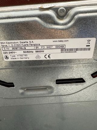 Vitrocerámica Balay 3EB716LQ (fuego pequeño roto)