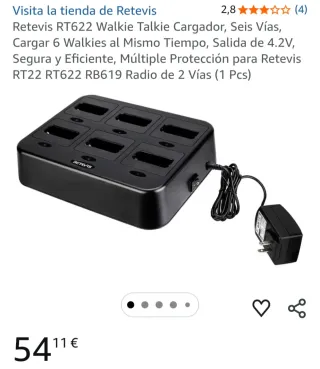 Pack 4 Walkies Retevis B63H + Base Carga