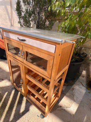Carrito auxiliar cocina con botellero