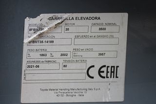 Carretilla Toyota 3,5 Eléctrica Doble Posicionador