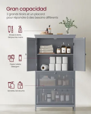 VASAGLE Armario Mueble de Baño 30 x 60 x 110 cm