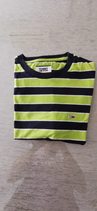 Camiseta Tommy Jeans Talla M Rayas Azul/Verde