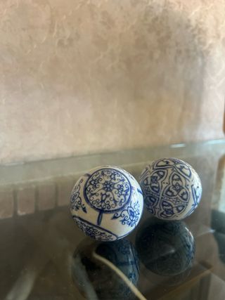 Pack 2 Bolas Cerámica Decorativas Oriental