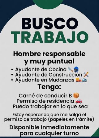 Busco trabajo soy responsable y puntual