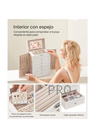 Caja Joyero de 6 Niveles, Caja para Joyas con 5 Cajones