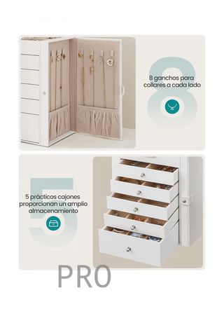 Caja Joyero de 6 Niveles, Caja para Joyas con 5 Cajones