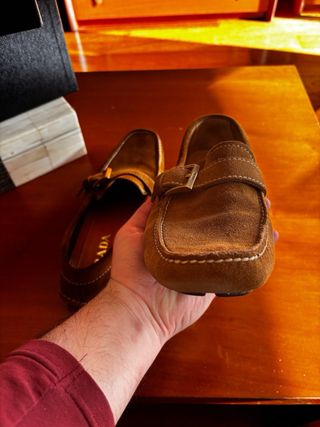 Mocasines Prada Piel Serraje Marrón