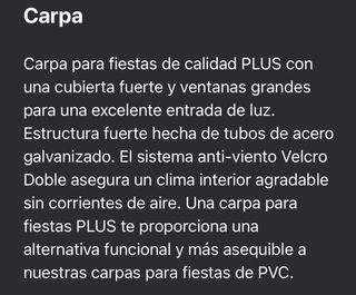 Carpa para fiestas de 6x12m