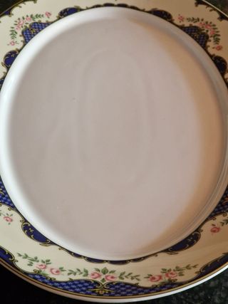 Juego vajilla porcelana floral azul y rosa