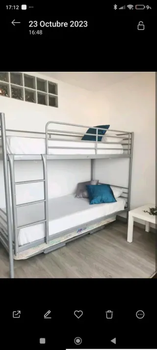 Litera metálica de dos camas + cama supletoria