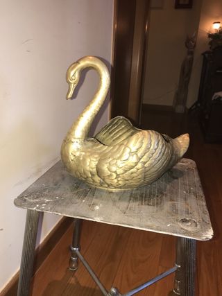 Figura Cisne Metal Vintage Francés