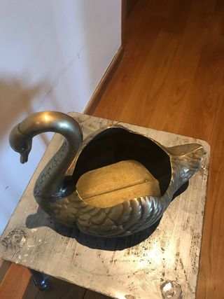 Figura Cisne Metal Vintage Francés