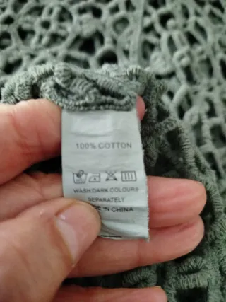 Jersey  de Algodón,Crochet en Verde Talla Única