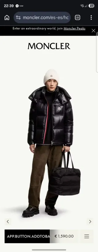 Chaqueta Moncler Montbeliard Nylon Lacado Negra