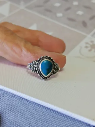 Anello Argento 925 Pietra Azzurra