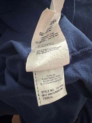 Polo Puma manga larga XL azul y blanco