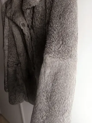 Abrigo Piel Conejo Gris Natural Laser