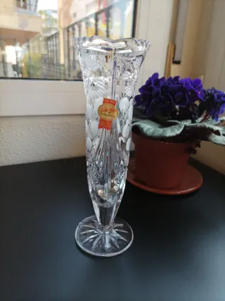 Jarrón cristal tallado Anna Hutte 24% PbO