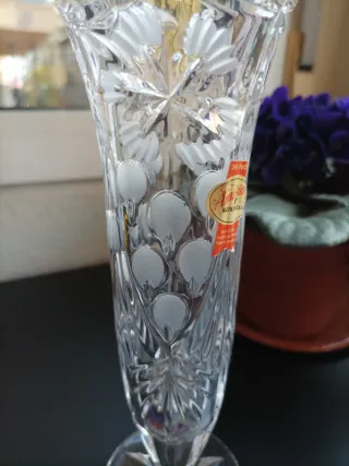 Jarrón cristal tallado Anna Hutte 24% PbO