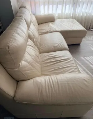Sofá modular de piel beige