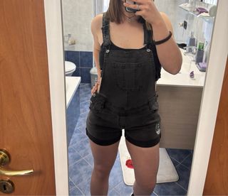 Salopette corta in denim