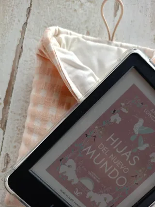 Funda Kindle a cuadros melocotón