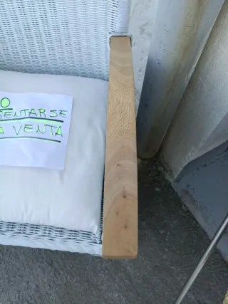 Sillón mimbre y madera restaurado