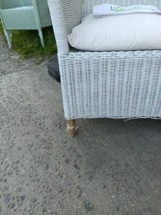 Sillón mimbre y madera restaurado